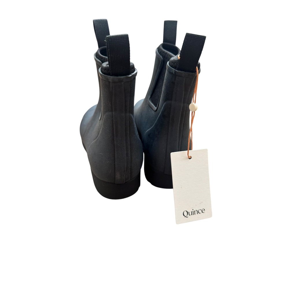 Quince Anyday Chelsea Rain Boots Black Waterproof Rubber Lug Sole NEW - Picture 2 of 5